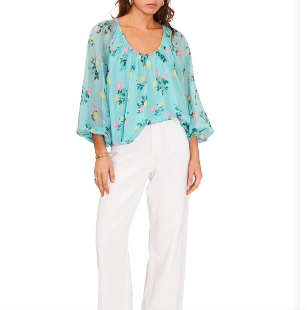1.STATE Women's Floral Scoop- Neck Long- sleeve Blouse - Picture 4 of 10